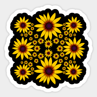 Yellow blooming coneflower floral pattern bloom flower Sticker